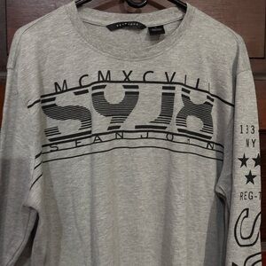 Sean John Light Gray Graphic Long Sleeve Men's Tee